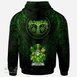 ScotsTee Shop Irish Keefe or O'Keefe Coat of Arms Family Crest Ireland Hoodie Green Celtic Dragon Hoodie