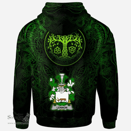 ScotsTee Shop Irish Lennon or O'Lennon Coat of Arms Family Crest Ireland Hoodie Green Celtic Dragon Hoodie