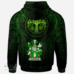 ScotsTee Shop Irish Loughnan or O'Loughnan Coat of Arms Family Crest Ireland Hoodie Green Celtic Dragon Hoodie