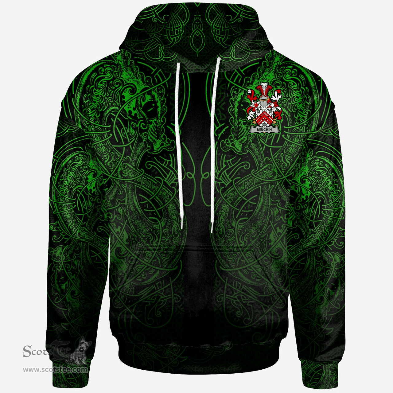 ScotsTee Shop Irish McCaffrey Coat of Arms Family Crest Ireland Hoodie Green Celtic Dragon Hoodie