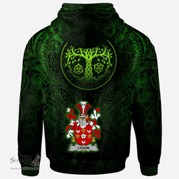 ScotsTee Shop Irish Lydon or Leyden Coat of Arms Family Crest Ireland Hoodie Green Celtic Dragon Hoodie
