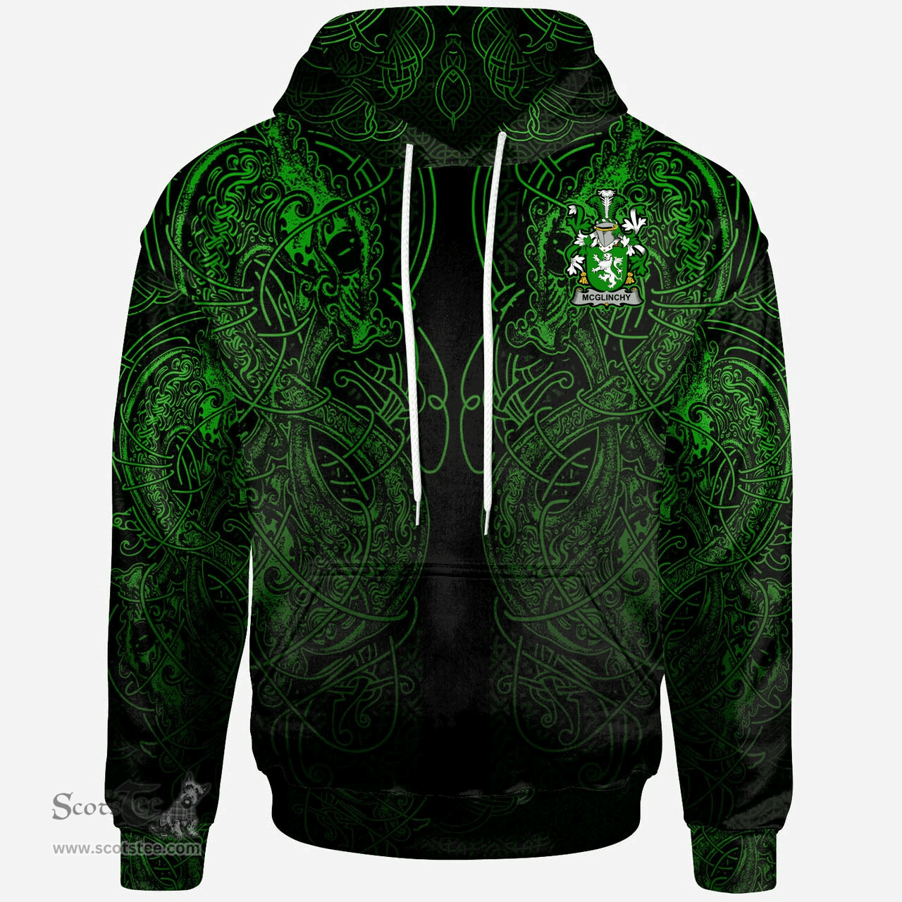 ScotsTee Shop Irish Lord Coat of Arms Family Crest Ireland Hoodie Green Celtic Dragon Hoodie