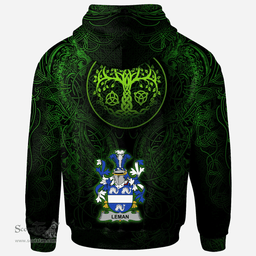 ScotsTee Shop Irish Leman or Lemon Coat of Arms Family Crest Ireland Hoodie Green Celtic Dragon Hoodie