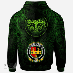 ScotsTee Shop Irish House of O'BRODER Coat of Arms Family Crest Ireland Hoodie Green Celtic Dragon Hoodie