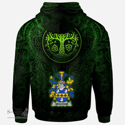 ScotsTee Shop Irish Meacham Coat of Arms Family Crest Ireland Hoodie Green Celtic Dragon Hoodie