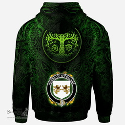 ScotsTee Shop Irish House of O'CULLANE (or Collins) Coat of Arms Family Crest Ireland Hoodie Green Celtic Dragon Hoodie