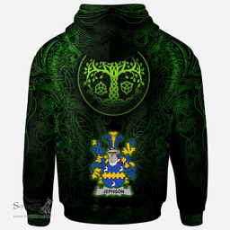 ScotsTee Shop Irish Jephson Coat of Arms Family Crest Ireland Hoodie Green Celtic Dragon Hoodie