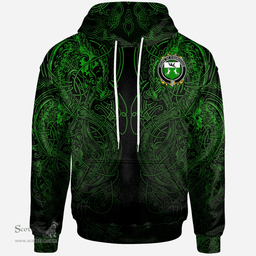 ScotsTee Shop Irish House of O'DONOGHUE Coat of Arms Family Crest Ireland Hoodie Green Celtic Dragon Hoodie
