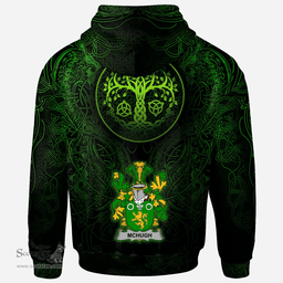 ScotsTee Shop Irish McHugh or MacHugh Coat of Arms Family Crest Ireland Hoodie Green Celtic Dragon Hoodie