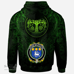 ScotsTee Shop Irish House of O'FLYNN Coat of Arms Family Crest Ireland Hoodie Green Celtic Dragon Hoodie