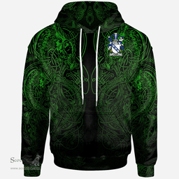 ScotsTee Shop Irish Judge Coat of Arms Family Crest Ireland Hoodie Green Celtic Dragon Hoodie