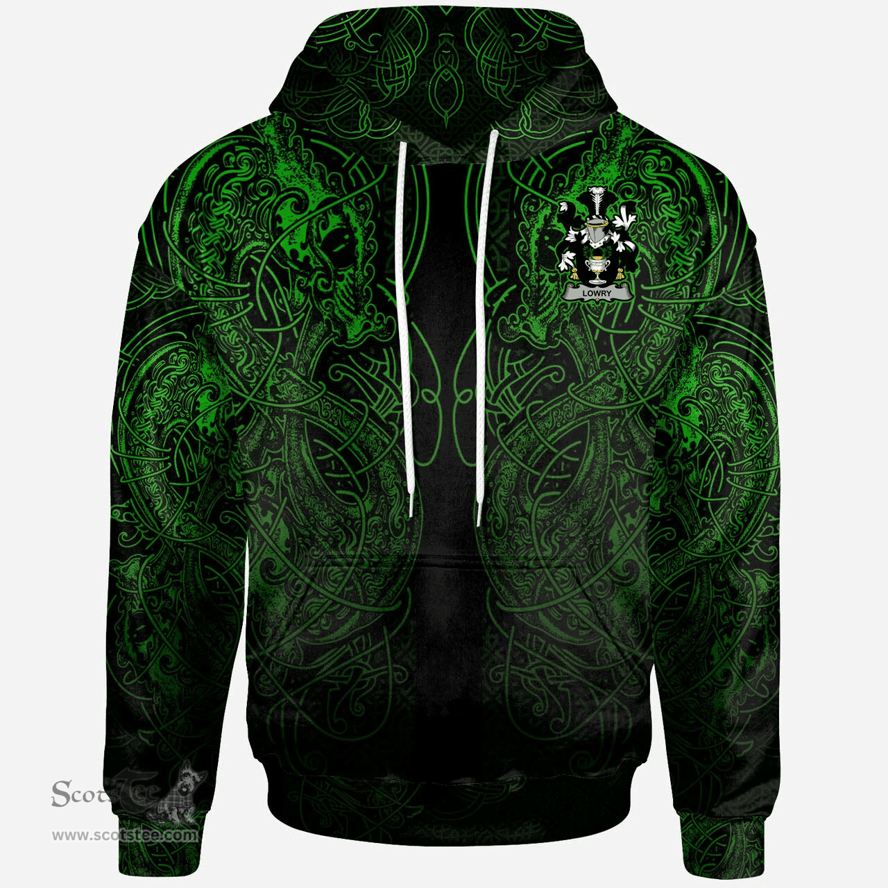 ScotsTee Shop Irish Kavanagh or Cavanagh Coat of Arms Family Crest Ireland Hoodie Green Celtic Dragon Hoodie