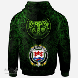 ScotsTee Shop Irish House of O'DONNELLY Coat of Arms Family Crest Ireland Hoodie Green Celtic Dragon Hoodie