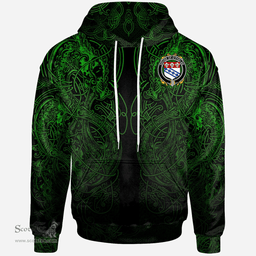 ScotsTee Shop Irish House of O'PHELAN Coat of Arms Family Crest Ireland Hoodie Green Celtic Dragon Hoodie