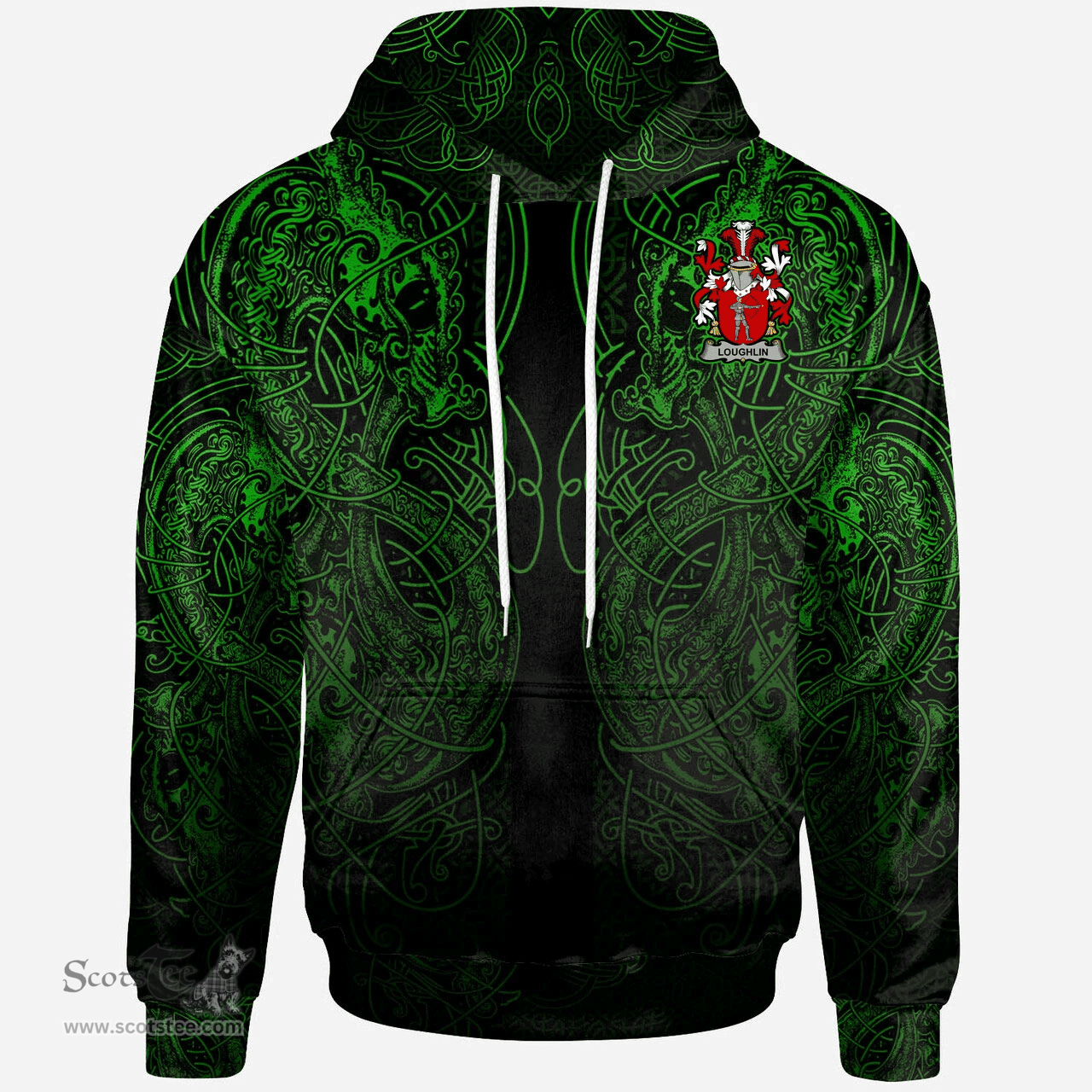 ScotsTee Shop Irish Jones Coat of Arms Family Crest Ireland Hoodie Green Celtic Dragon Hoodie