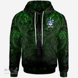 ScotsTee Shop Irish Howlett or Hewlett Coat of Arms Family Crest Ireland Hoodie Green Celtic Dragon Hoodie