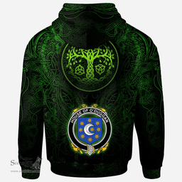 ScotsTee Shop Irish House of O'DUGGAN Coat of Arms Family Crest Ireland Hoodie Green Celtic Dragon Hoodie