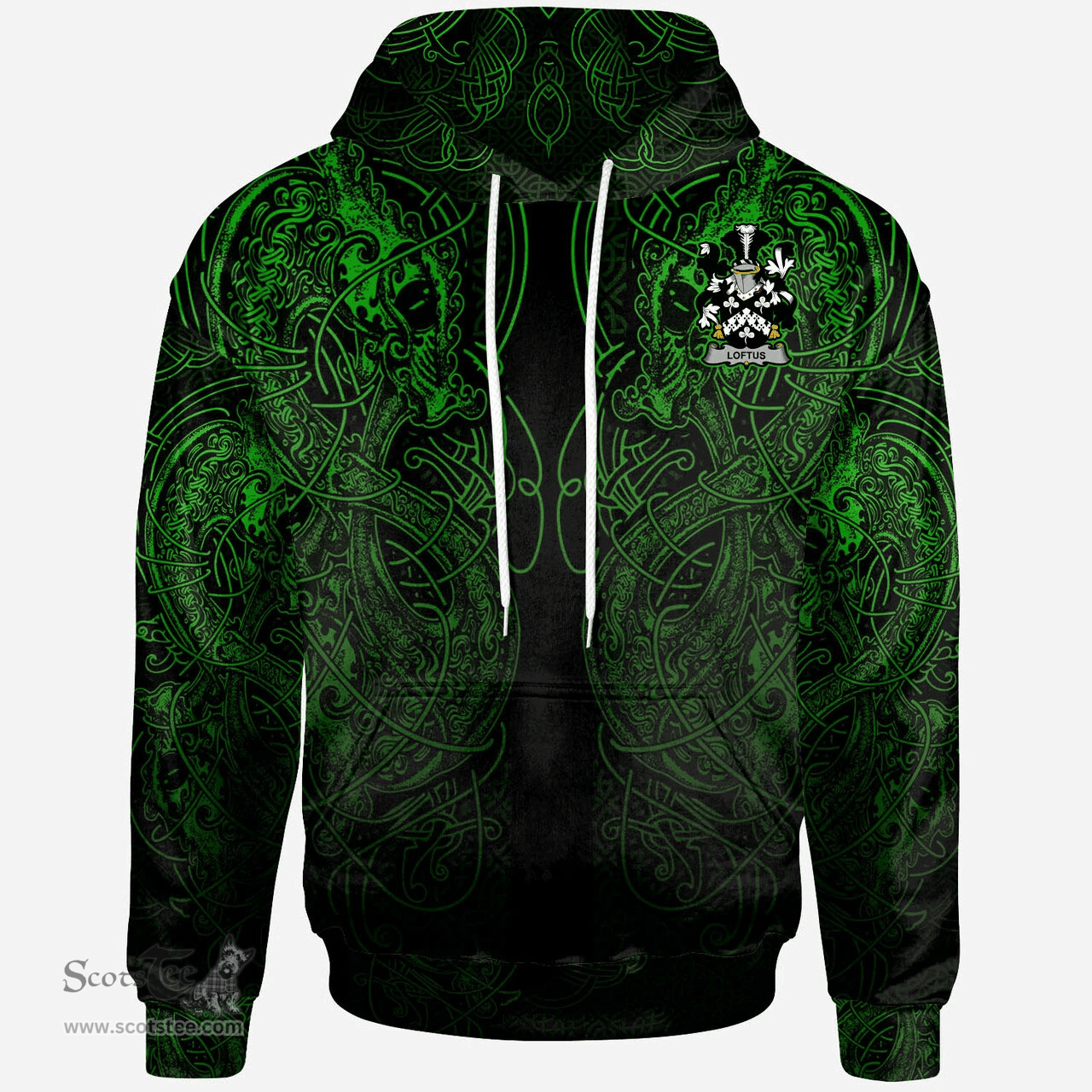 ScotsTee Shop Irish Jameson Coat of Arms Family Crest Ireland Hoodie Green Celtic Dragon Hoodie