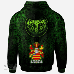 ScotsTee Shop Irish Muschamp Coat of Arms Family Crest Ireland Hoodie Green Celtic Dragon Hoodie