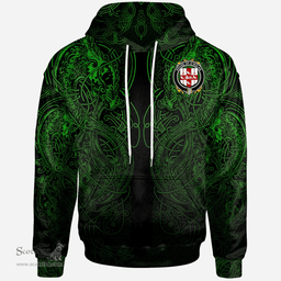 ScotsTee Shop Irish House of O'NOLAN Coat of Arms Family Crest Ireland Hoodie Green Celtic Dragon Hoodie