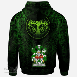 ScotsTee Shop Irish Leech Coat of Arms Family Crest Ireland Hoodie Green Celtic Dragon Hoodie