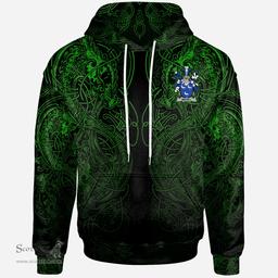 ScotsTee Shop Irish Kennedy or O'Kennedy Coat of Arms Family Crest Ireland Hoodie Green Celtic Dragon Hoodie