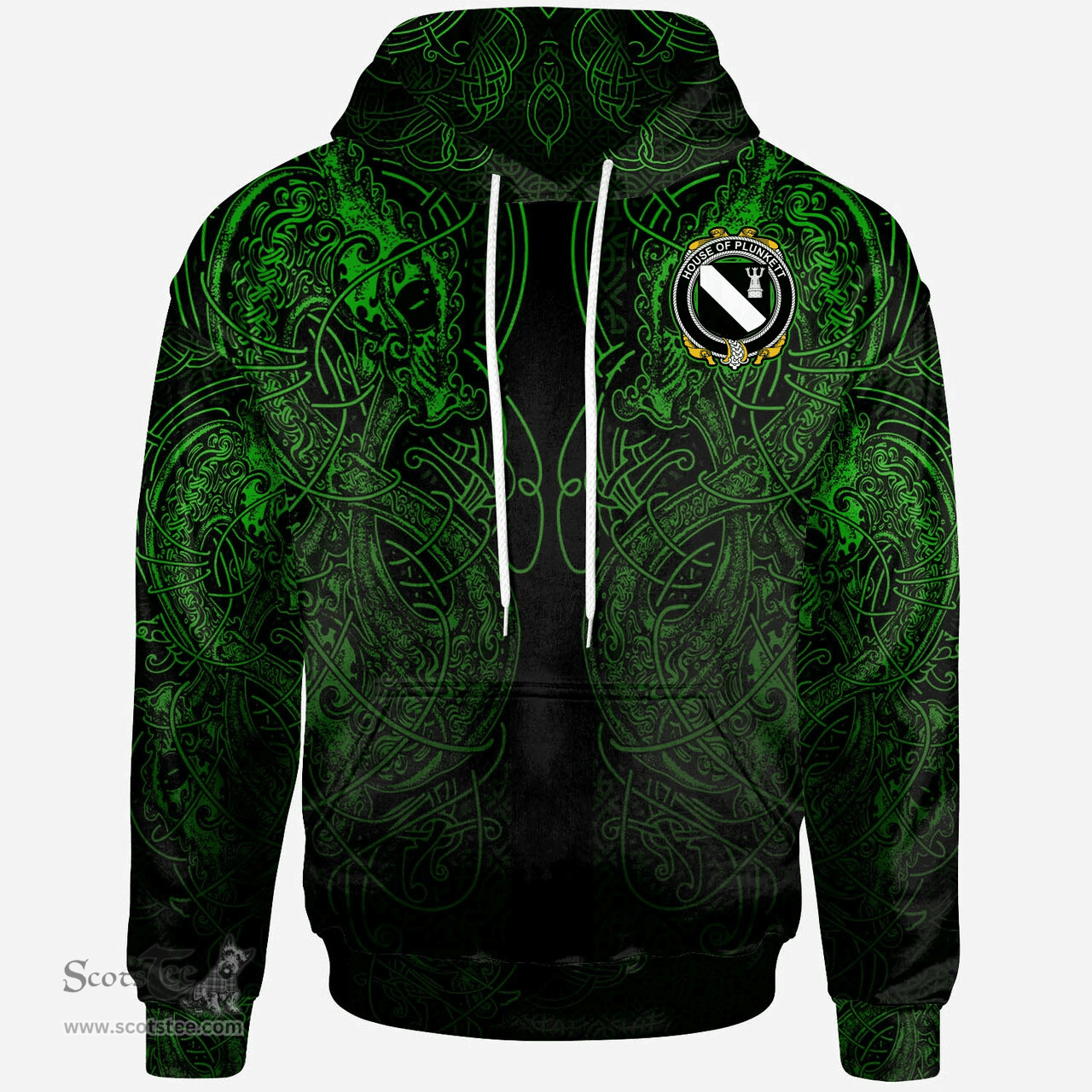ScotsTee Shop Irish McDermot Coat of Arms Family Crest Ireland Hoodie Green Celtic Dragon Hoodie