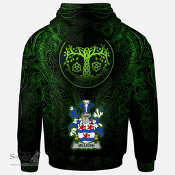 ScotsTee Shop Irish Milligan Coat of Arms Family Crest Ireland Hoodie Green Celtic Dragon Hoodie