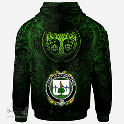 ScotsTee Shop Irish House of O'CONCANNON Coat of Arms Family Crest Ireland Hoodie Green Celtic Dragon Hoodie