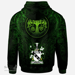 ScotsTee Shop Irish Kenley Coat of Arms Family Crest Ireland Hoodie Green Celtic Dragon Hoodie