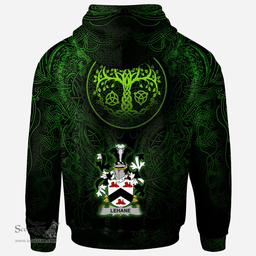 ScotsTee Shop Irish Lehane or O'Lehane Coat of Arms Family Crest Ireland Hoodie Green Celtic Dragon Hoodie
