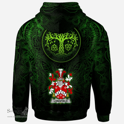 ScotsTee Shop Irish Longfield Coat of Arms Family Crest Ireland Hoodie Green Celtic Dragon Hoodie