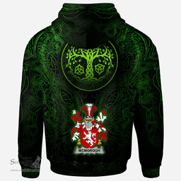 ScotsTee Shop Irish McMorogh or McMorrow Coat of Arms Family Crest Ireland Hoodie Green Celtic Dragon Hoodie
