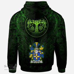 ScotsTee Shop Irish Molyneux Coat of Arms Family Crest Ireland Hoodie Green Celtic Dragon Hoodie