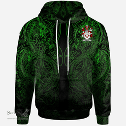 ScotsTee Shop Irish Molyneux Coat of Arms Family Crest Ireland Hoodie Green Celtic Dragon Hoodie