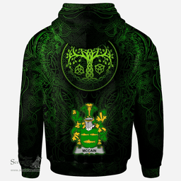ScotsTee Shop Irish McCain or O'Kane Coat of Arms Family Crest Ireland Hoodie Green Celtic Dragon Hoodie