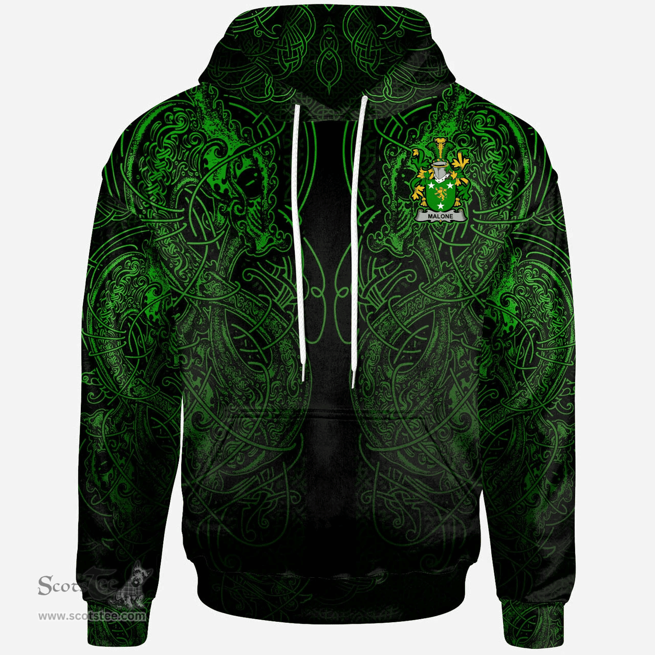 ScotsTee Shop Irish Kidd Coat of Arms Family Crest Ireland Hoodie Green Celtic Dragon Hoodie