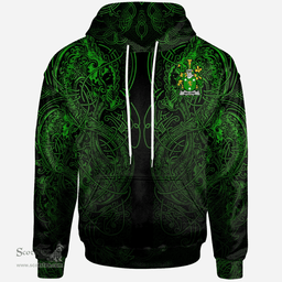 ScotsTee Shop Irish Kidd Coat of Arms Family Crest Ireland Hoodie Green Celtic Dragon Hoodie