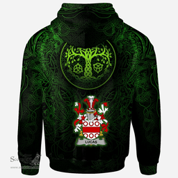 ScotsTee Shop Irish Lucas or Luke Coat of Arms Family Crest Ireland Hoodie Green Celtic Dragon Hoodie