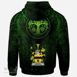 ScotsTee Shop Irish Morris Coat of Arms Family Crest Ireland Hoodie Green Celtic Dragon Hoodie