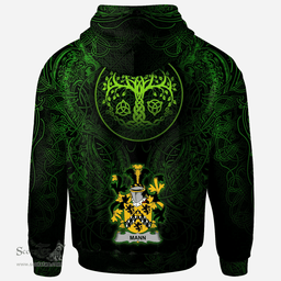 ScotsTee Shop Irish Mann Coat of Arms Family Crest Ireland Hoodie Green Celtic Dragon Hoodie