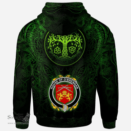 ScotsTee Shop Irish House of O'BRENNAN (Ossory) Coat of Arms Family Crest Ireland Hoodie Green Celtic Dragon Hoodie