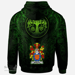ScotsTee Shop Irish Marlay or O'Marley Coat of Arms Family Crest Ireland Hoodie Green Celtic Dragon Hoodie