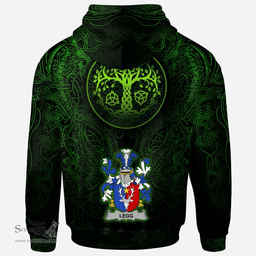ScotsTee Shop Irish Legg or Legge Coat of Arms Family Crest Ireland Hoodie Green Celtic Dragon Hoodie