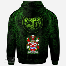 ScotsTee Shop Irish Lindsey Coat of Arms Family Crest Ireland Hoodie Green Celtic Dragon Hoodie