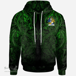 ScotsTee Shop Irish Low Coat of Arms Family Crest Ireland Hoodie Green Celtic Dragon Hoodie