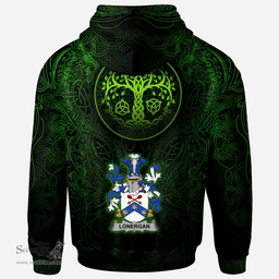 ScotsTee Shop Irish Lonergan or O'Lonergan Coat of Arms Family Crest Ireland Hoodie Green Celtic Dragon Hoodie