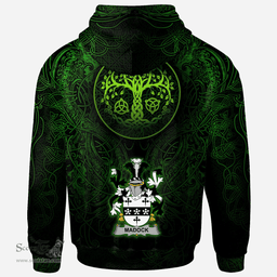 ScotsTee Shop Irish Madock or Maddox Coat of Arms Family Crest Ireland Hoodie Green Celtic Dragon Hoodie