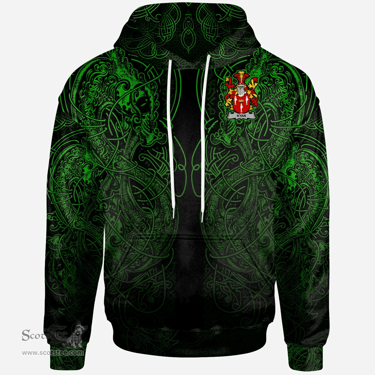 ScotsTee Shop Irish Misset Coat of Arms Family Crest Ireland Hoodie Green Celtic Dragon Hoodie