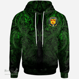 ScotsTee Shop Irish House of O'GORMLEY Coat of Arms Family Crest Ireland Hoodie Green Celtic Dragon Hoodie
